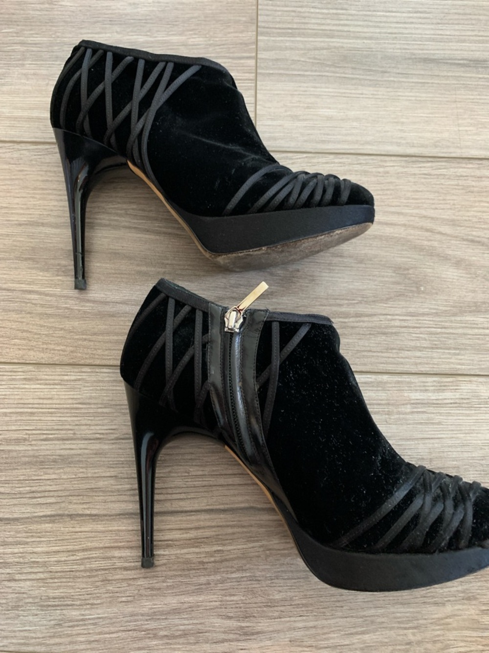 Christian Dior Black Velvet Platform Stiletto Booties - ready for a good home - Picture 5 of 7